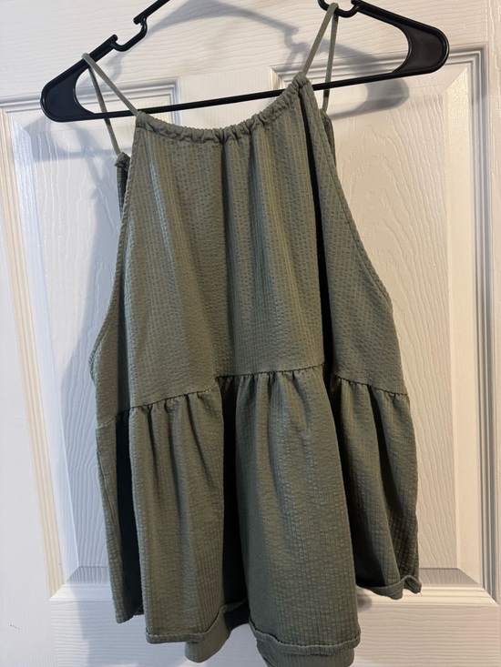 SO Tops - SO Olive Green Sleeveless Tiered Tank Top